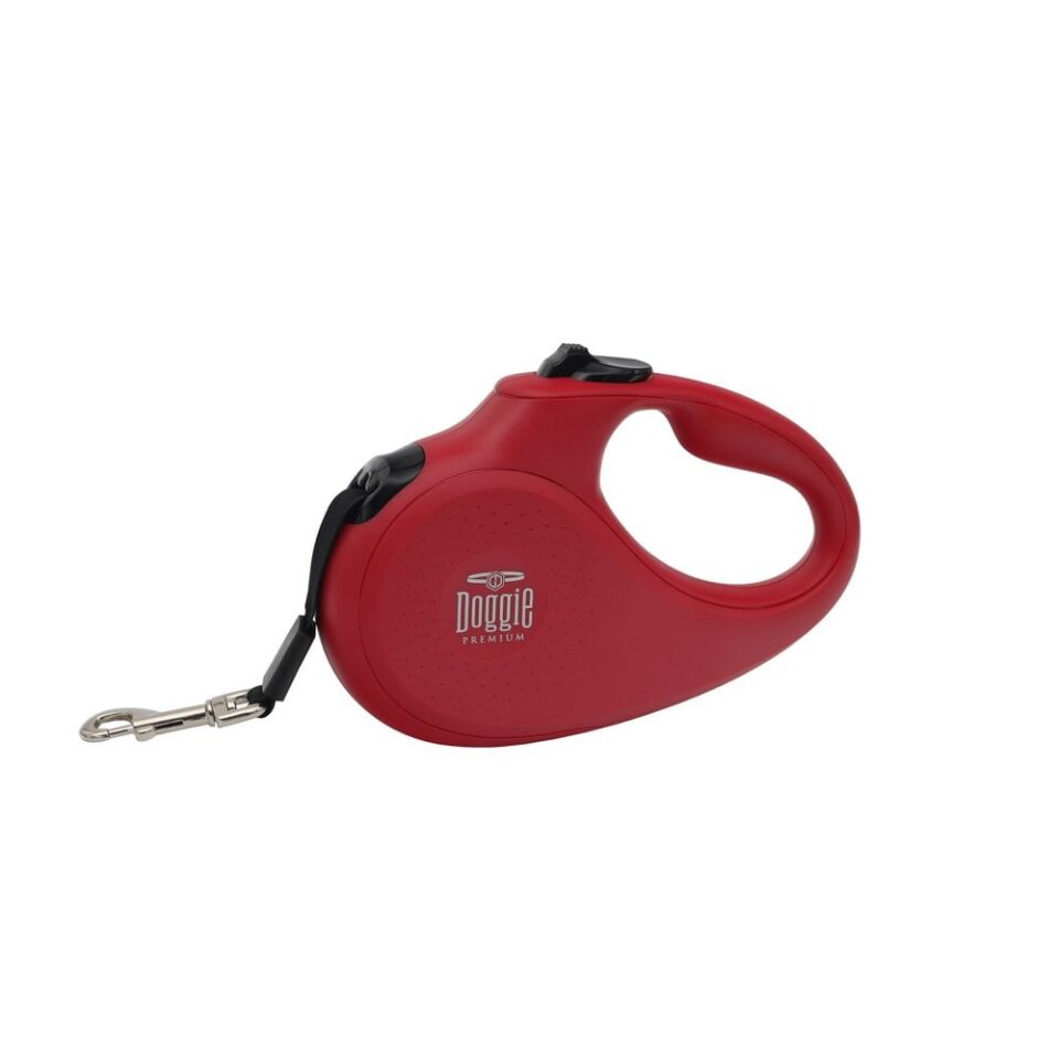 Doggie Master Otomatik Makaralı Köpek Tasması S 15kg 5m Kırmızı