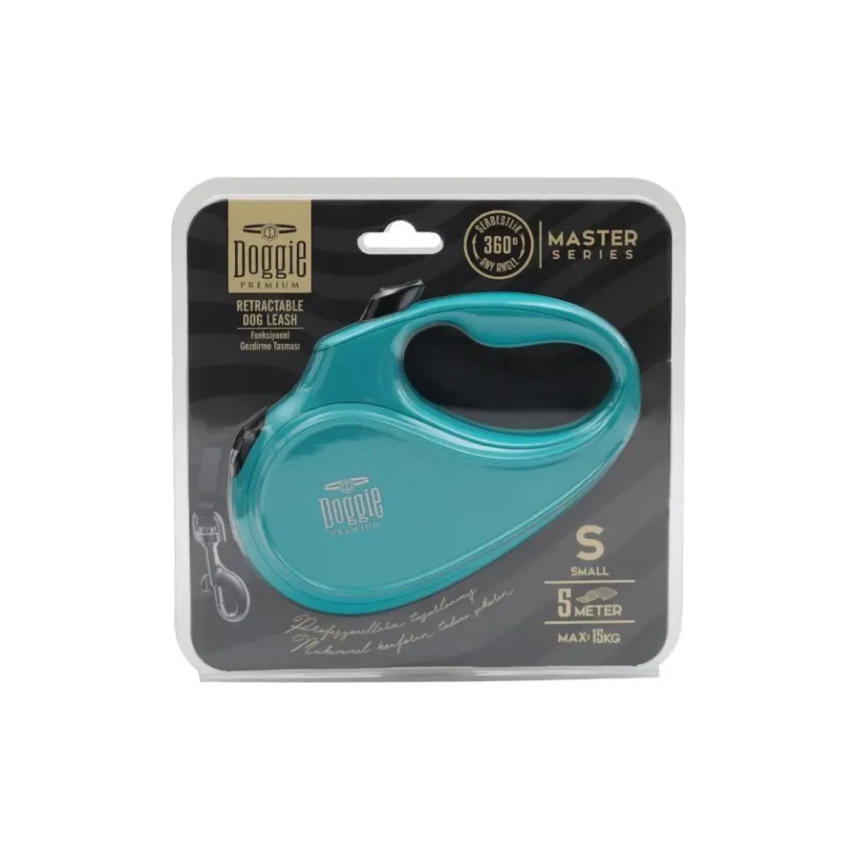 Doggie Master Otomatik Makaralı Köpek Tasması S 15kg 5m Mavi
