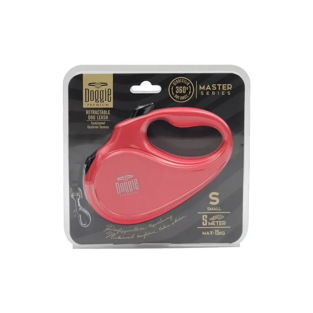 Doggie Master Otomatik Makaralı Köpek Tasması S 15kg 5m Pembe