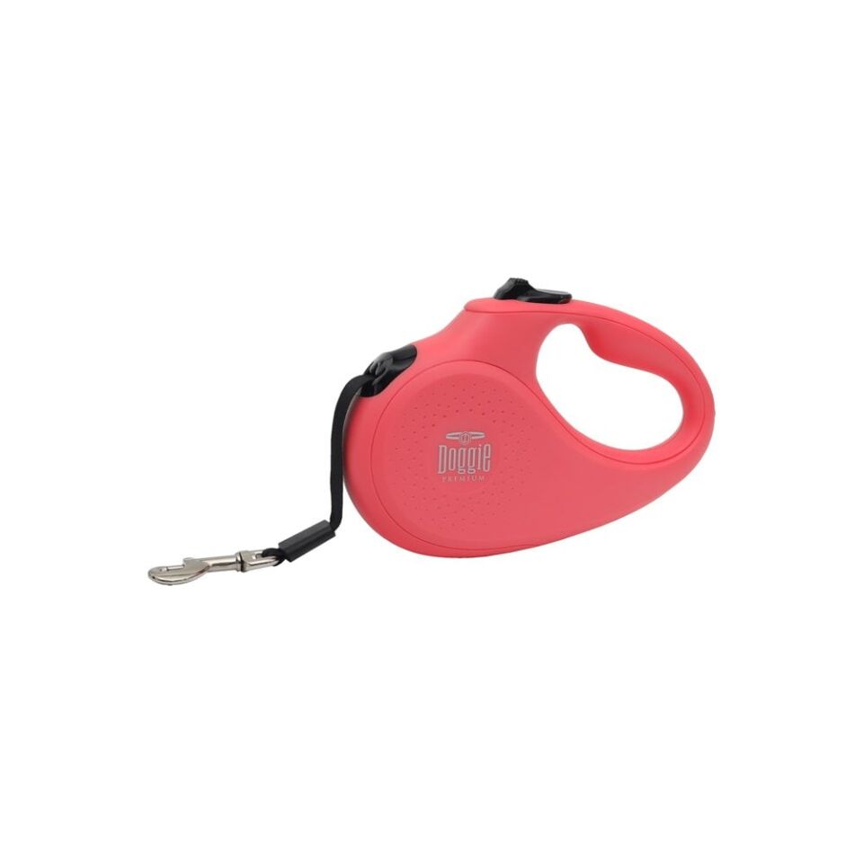 Doggie Master Otomatik Makaralı Köpek Tasması M 25kg 5m Pembe