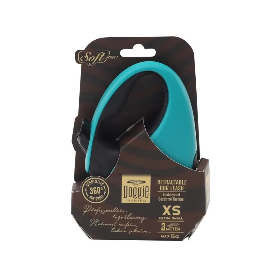 Doggie Soft Otomatik Makaralı Köpek Tasması XS 12kg 3m Mavi