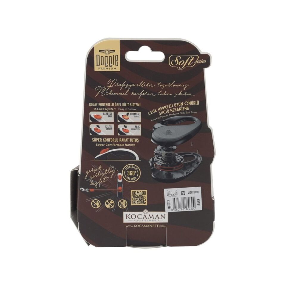 Doggie Soft Otomatik Makaralı Köpek Tasması XS 12kg 3m Mavi