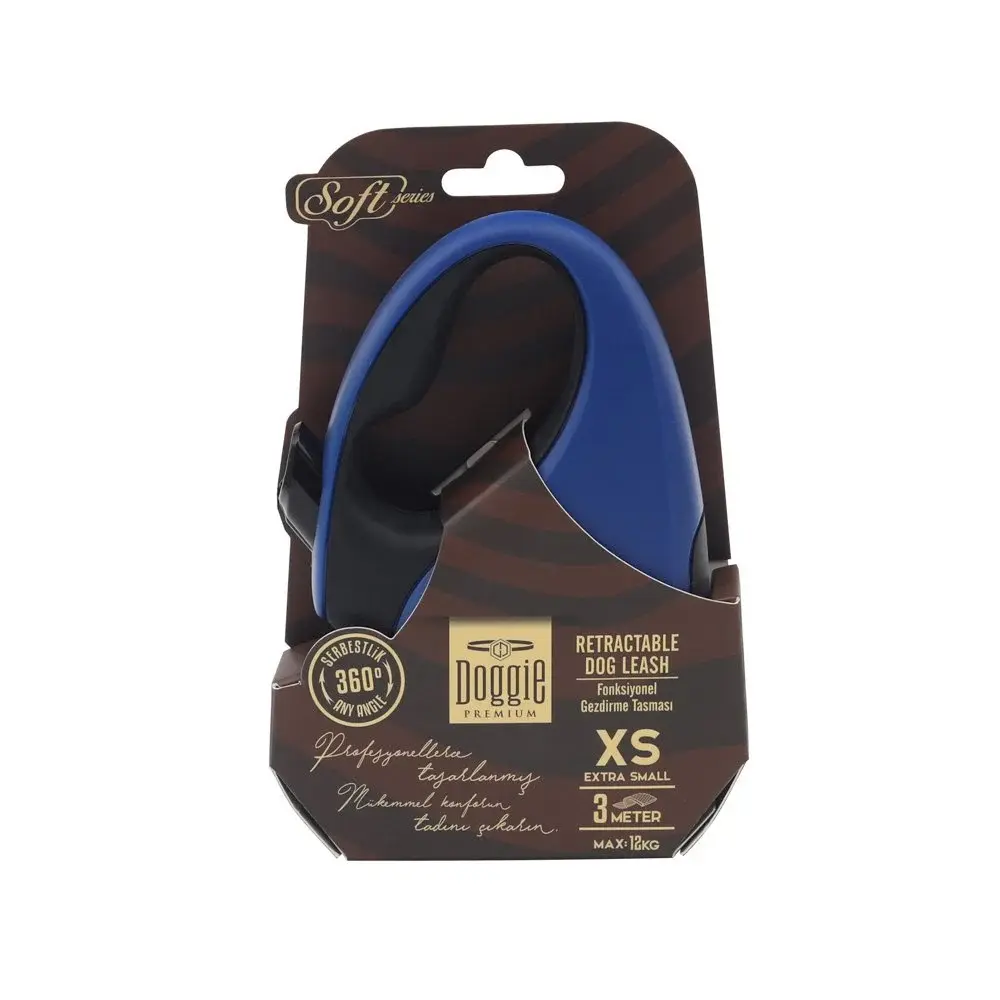 Doggie Soft Otomatik Makaralı Köpek Tasması XS 12kg 3m Koyu Mavi