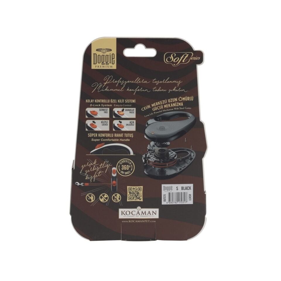 Doggie Soft Otomatik Makaralı Köpek Tasması S 15kg 5m Beyaz