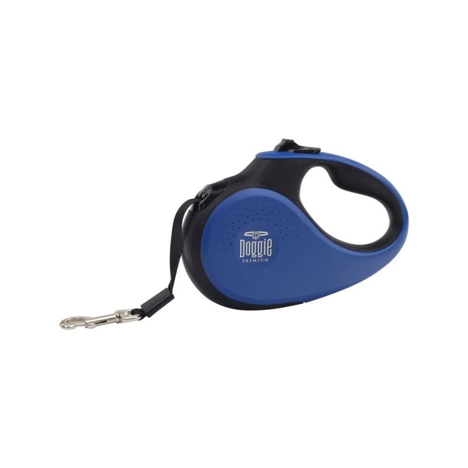 Doggie Soft Otomatik Makaralı Köpek Tasması S 15kg 5m Koyu Mavi
