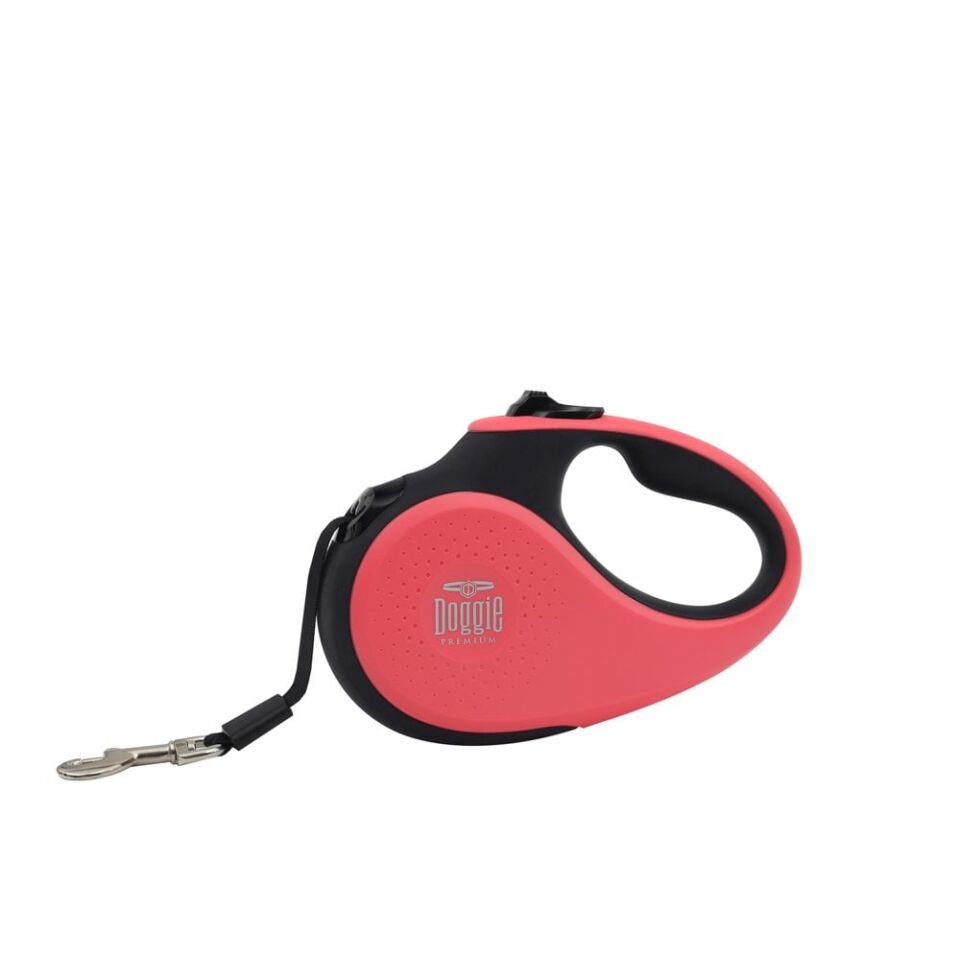 Doggie Soft Otomatik Makaralı Köpek Tasması M 25kg 5m Pembe