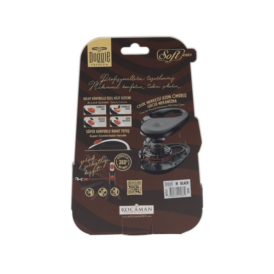 Doggie Soft Otomatik Makaralı Köpek Tasması M 25kg 5m Beyaz