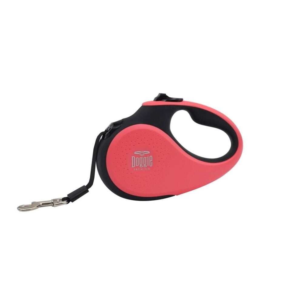 Doggie Soft Otomatik Makaralı Köpek Tasması L 50kg 5m Pembe