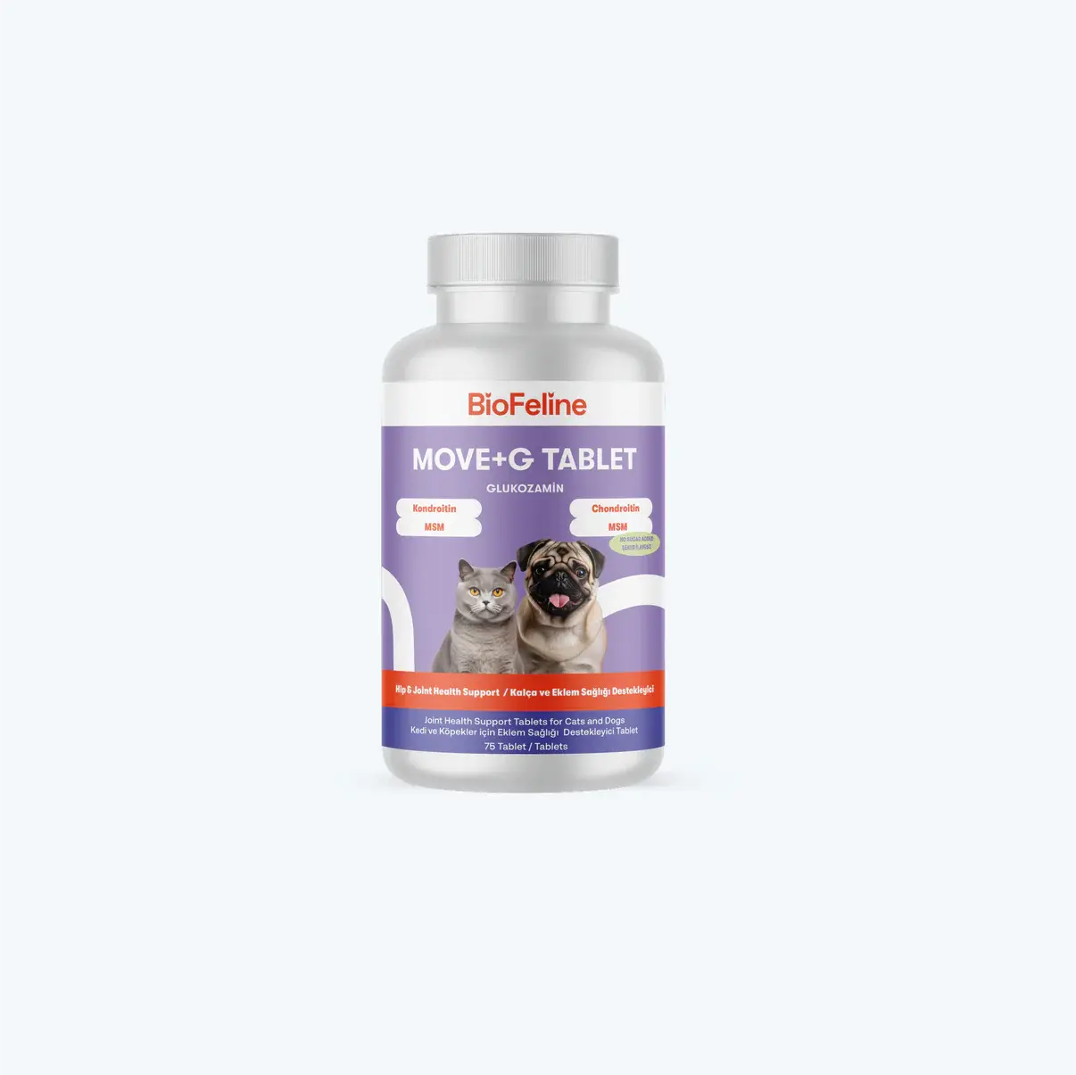 Eklem Sertliği ve Kas Desteği Sağlayıcı Kedi ve Köpekler İçin Glukozamin Tablet 75 adet
